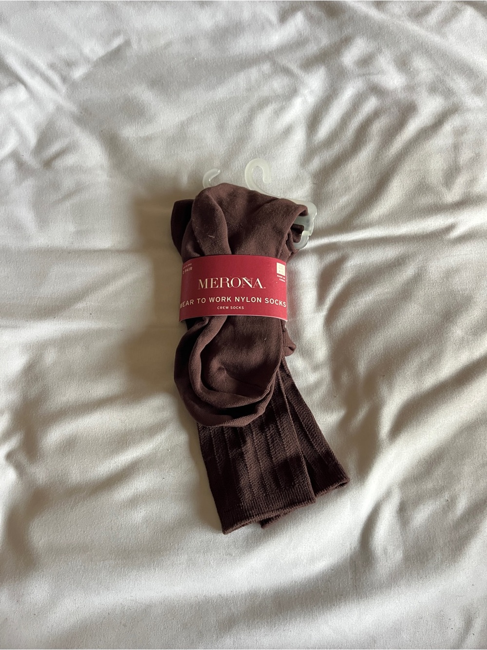 Merona Men's Brown Nylon Dress Socks - Solid Crew Pair